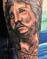 Old School Tattoo mit Christus